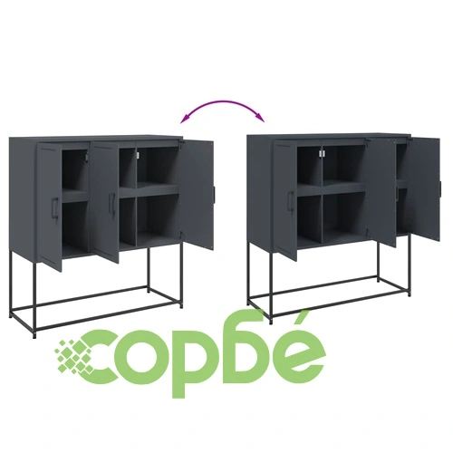 Висок шкаф, антрацит, 100,5x39x107 см, стомана ➤ топ цена ➤ sorbe.bg