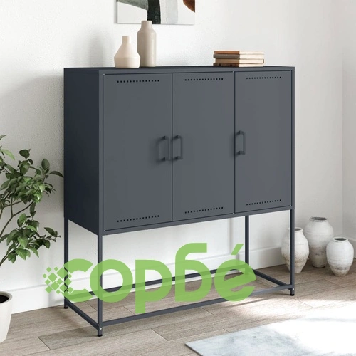 Висок шкаф, антрацит, 100,5x39x107 см, стомана ➤ топ цена ➤ sorbe.bg