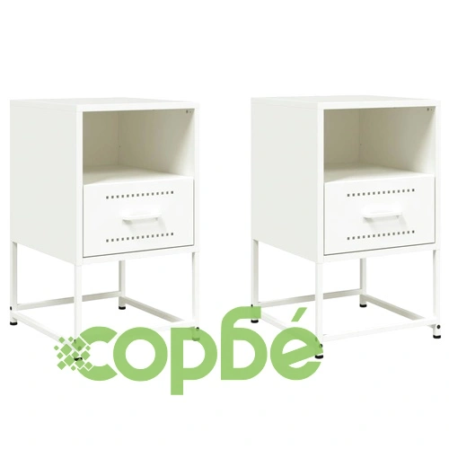 Нощни шкафчета 2 бр бели 36x39x60,5 см стомана ➤ топ цена ➤ sorbe.bg