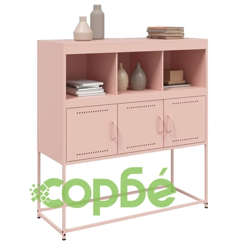 Бюфет, розов, 100,5x39x107 см, стомана ➤ топ цена ➤ sorbe.bg
