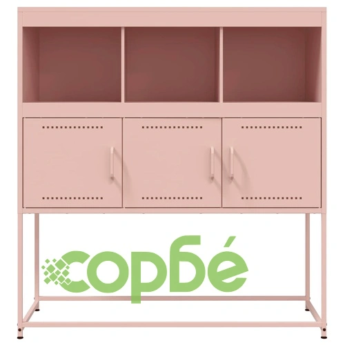 Бюфет, розов, 100,5x39x107 см, стомана ➤ топ цена ➤ sorbe.bg