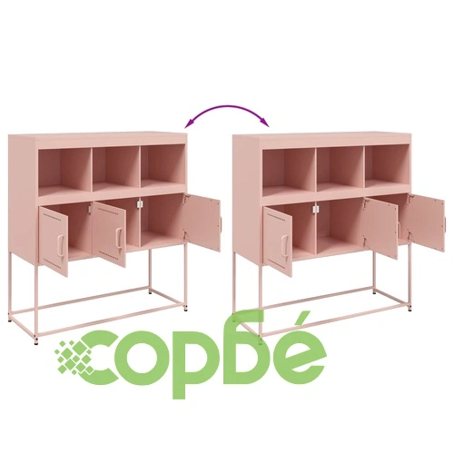 Бюфет, розов, 100,5x39x107 см, стомана ➤ топ цена ➤ sorbe.bg