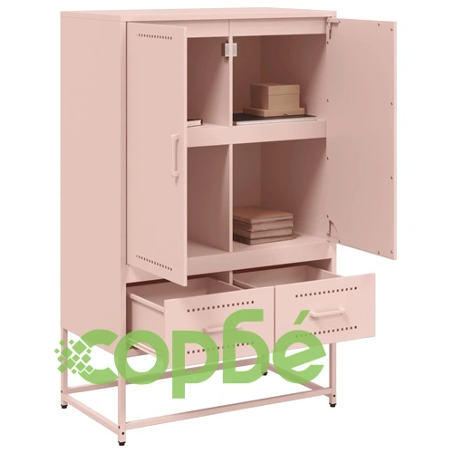 Висок шкаф, розов, 68x39x111,5 см, стомана ➤ топ цена ➤ sorbe.bg