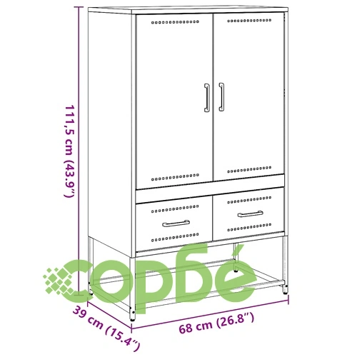 Висок шкаф, горчица жълто, 68x39x111,5 см, стомана ➤ топ цена ➤ sorbe.bg