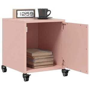 Нощни шкафчета, 2 бр, розови, 36x39x43,5 см, стомана