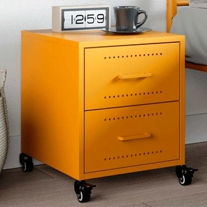 Нощно шкафче, горчица жълто, 36x39x43,5 см, стомана