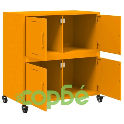 Бюфет, горчица жълто, 68x39x72 см, стомана ➤ топ цена ➤ sorbe.bg
