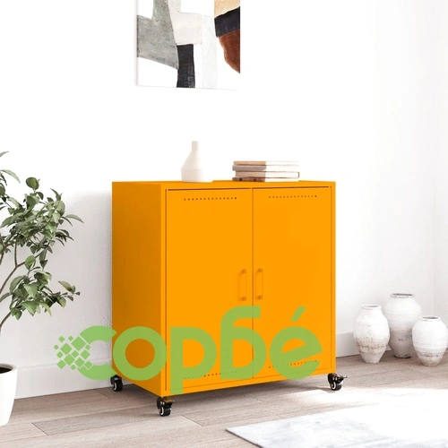 Бюфет, горчица жълто, 68x39x72 см, стомана ➤ топ цена ➤ sorbe.bg