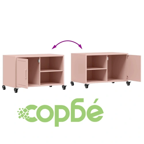 ТВ шкаф, розов, 68x39x43,5 см, стомана ➤ топ цена ➤ sorbe.bg