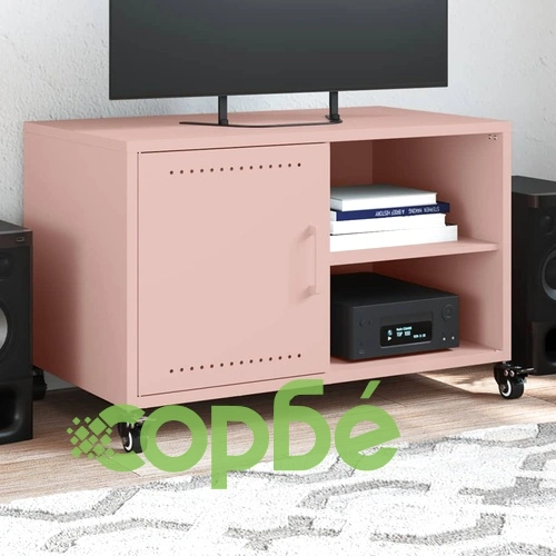 ТВ шкаф, розов, 68x39x43,5 см, стомана ➤ топ цена ➤ sorbe.bg