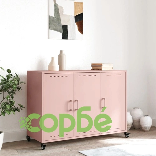 Бюфет, розов, 100,5x39x72 см, стомана ➤ топ цена ➤ sorbe.bg