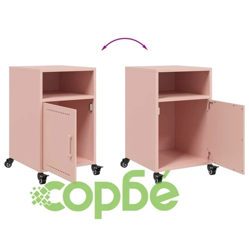 Нощни шкафчета, 2 бр, розови, 36x39x59 см, стомана ➤ топ цена ➤ sorbe.bg