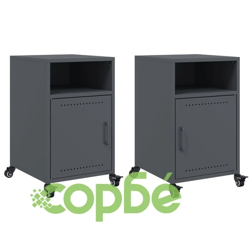 Нощни шкафчета, 2 бр, антрацит, 36x39x59 см, стомана ➤ топ цена ➤ sorbe.bg