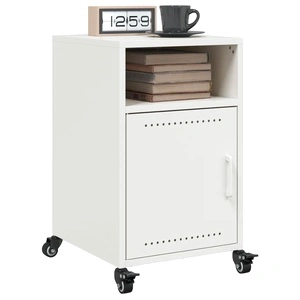 Нощни шкафчета, 2 бр, бели, 36x39x59 см, стомана