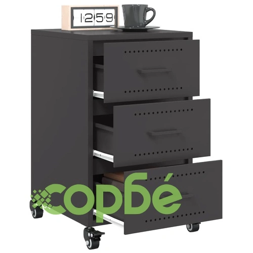 Нощно шкафче, черно, 36x39x59,5 см, стомана ➤ топ цена ➤ sorbe.bg