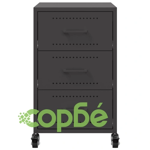 Нощно шкафче, черно, 36x39x59,5 см, стомана ➤ топ цена ➤ sorbe.bg