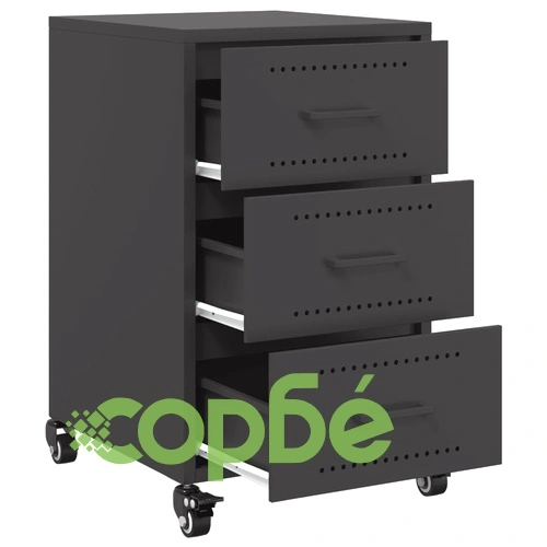 Нощно шкафче, черно, 36x39x59,5 см, стомана ➤ топ цена ➤ sorbe.bg