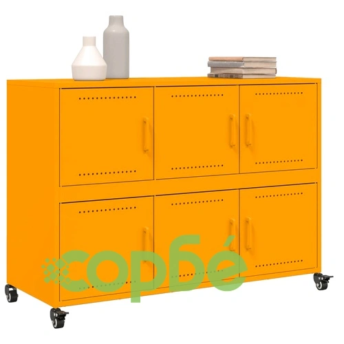 Бюфет, горчица жълто, 100,5x39x72 см, стомана ➤ топ цена ➤ sorbe.bg