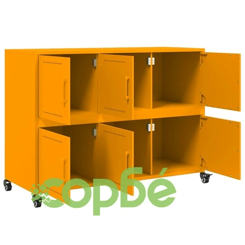 Бюфет, горчица жълто, 100,5x39x72 см, стомана ➤ топ цена ➤ sorbe.bg