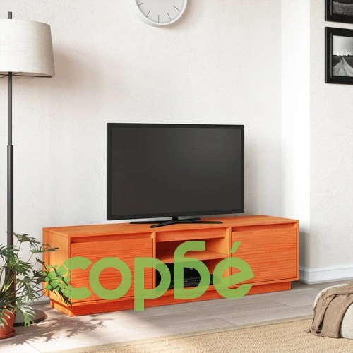 ТВ шкаф, восъчнокафяв, 140x35x40 см, бор масив ➤ топ цена ➤ sorbe.bg