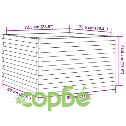 Градинска кашпа 80x80x45,5 см масивна борова дървесина ➤ топ цена ➤ sorbe.bg