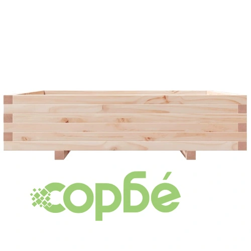 Градинска кашпа 100x100x26,5 см масивна борова дървесина ➤ топ цена ➤ sorbe.bg
