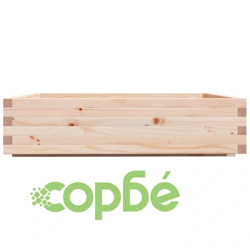 Градинска кашпа 100x100x26,5 см масивна борова дървесина ➤ топ цена ➤ sorbe.bg