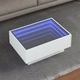 Маса за кафе с LED, бяла, 70x50x30 см, инженерно дърво
