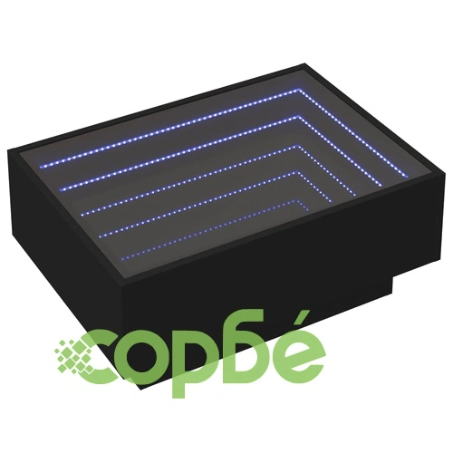 Маса за кафе с LED, черна, 70x50x30 см, инженерно дърво ➤ топ цена ➤ sorbe.bg