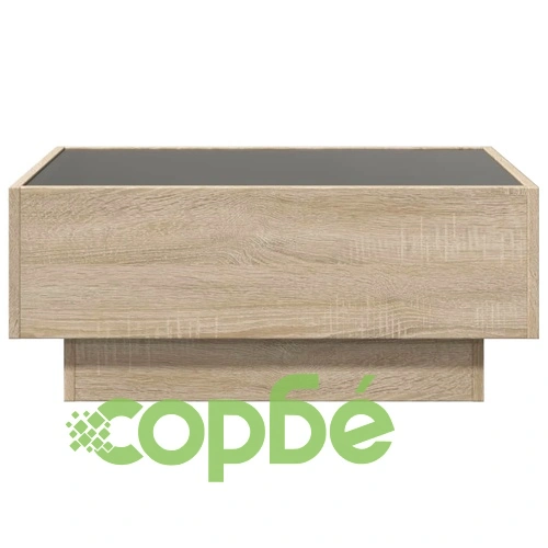 Маса за кафе с LED, дъб сонома, 70x50x30 см, инженерно дърво ➤ топ цена ➤ sorbe.bg