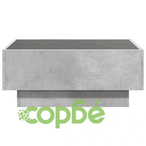 Маса за кафе с LED, бетонно сива, 70x50x30 см, инженерно дърво ➤ топ цена ➤ sorbe.bg