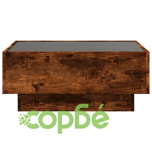 Маса за кафе с LED, опушен дъб, 70x50x30 см, инженерно дърво ➤ топ цена ➤ sorbe.bg