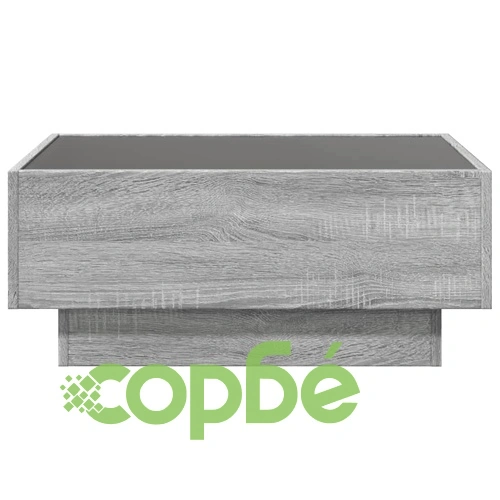 Маса за кафе с LED, сив сонома, 70x50x30 см, инженерно дърво ➤ топ цена ➤ sorbe.bg
