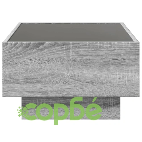 Маса за кафе с LED, сив сонома, 70x50x30 см, инженерно дърво ➤ топ цена ➤ sorbe.bg