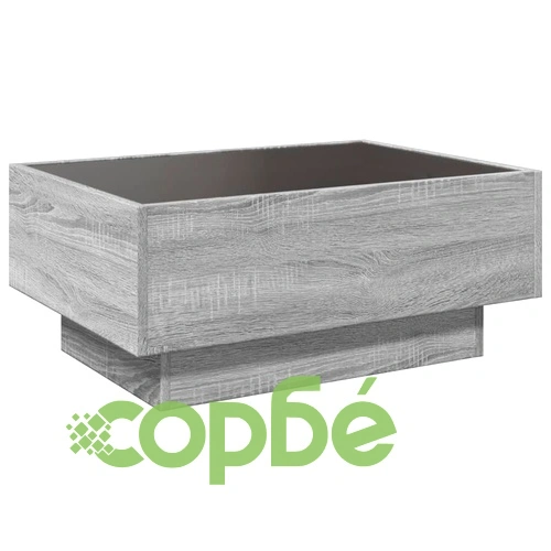 Маса за кафе с LED, сив сонома, 70x50x30 см, инженерно дърво ➤ топ цена ➤ sorbe.bg