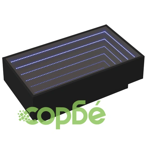 Маса за кафе с LED, черна, 90x50x30 см, инженерно дърво ➤ топ цена ➤ sorbe.bg