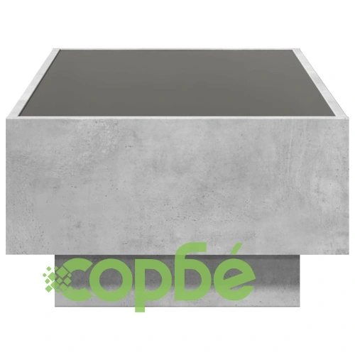 Маса за кафе с LED, бетонно сив, 90x50x30 см, инженерно дърво ➤ топ цена ➤ sorbe.bg