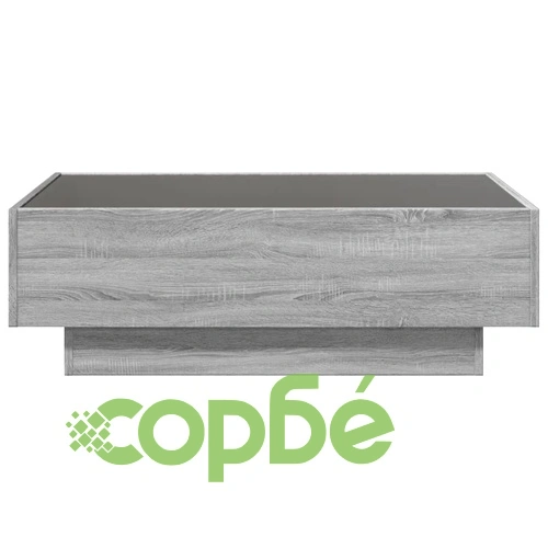 Маса за кафе с LED, сив сонома, 90x50x30 см, инженерно дърво ➤ топ цена ➤ sorbe.bg