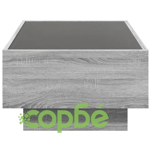 Маса за кафе с LED, сив сонома, 90x50x30 см, инженерно дърво ➤ топ цена ➤ sorbe.bg