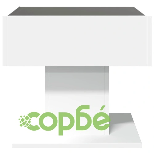 Маса за кафе с LED, бяла, 50x50x45 см, инженерно дърво ➤ топ цена ➤ sorbe.bg