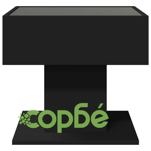 Маса за кафе с LED, черна, 50x50x45 см, инженерно дърво ➤ топ цена ➤ sorbe.bg