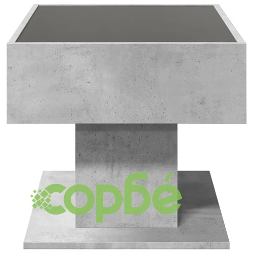 Маса за кафе с LED, бетонно сива, 70x50x45 см, инженерно дърво ➤ топ цена ➤ sorbe.bg