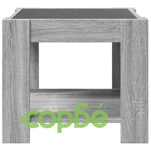 Маса за кафе с LED, сив сонома, 53x53x45 см, инженерно дърво ➤ топ цена ➤ sorbe.bg