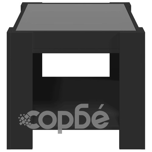 Маса за кафе с LED, черна, 73x53x45 см, инженерно дърво ➤ топ цена ➤ sorbe.bg