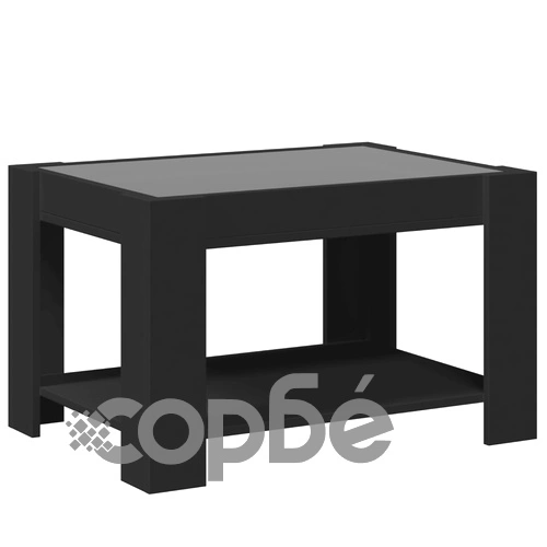 Маса за кафе с LED, черна, 73x53x45 см, инженерно дърво ➤ топ цена ➤ sorbe.bg