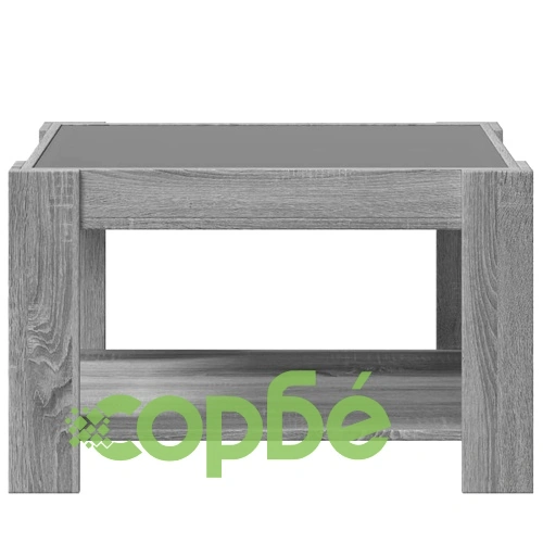 Маса за кафе с LED, сив сонома, 73x53x45 см, инженерно дърво ➤ топ цена ➤ sorbe.bg