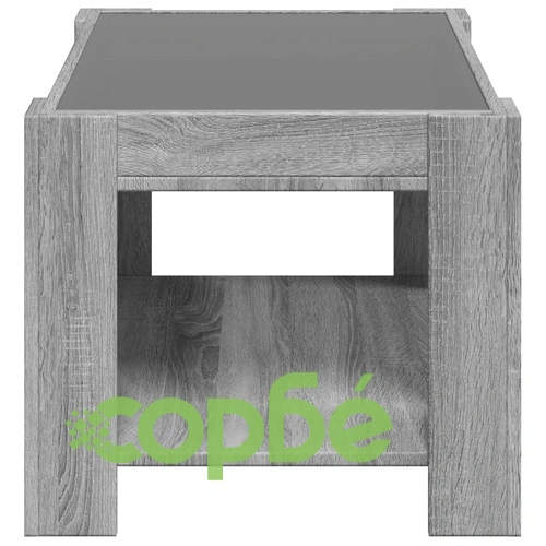 Маса за кафе с LED, сив сонома, 73x53x45 см, инженерно дърво ➤ топ цена ➤ sorbe.bg