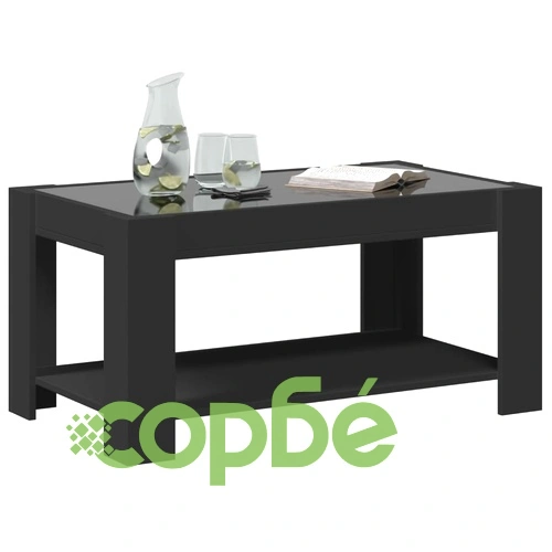 Маса за кафе с LED, черна, 93x53x45 см, инженерно дърво ➤ топ цена ➤ sorbe.bg