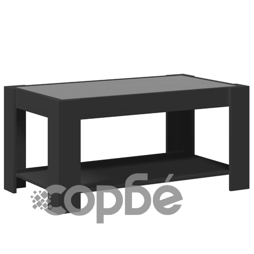 Маса за кафе с LED, черна, 93x53x45 см, инженерно дърво ➤ топ цена ➤ sorbe.bg