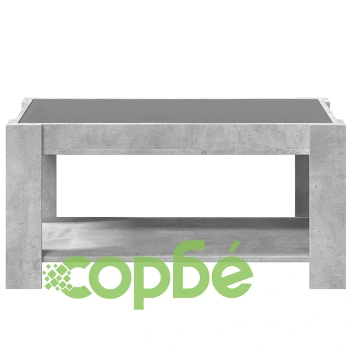 Маса за кафе с LED, бетонно сива, 93x53x45 см, инженерно дърво ➤ топ цена ➤ sorbe.bg
